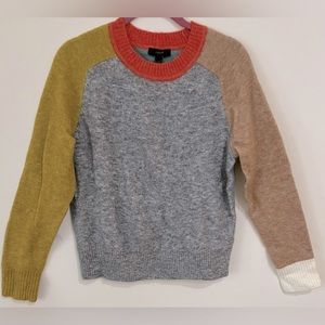 NEW J.Crew Color block Wool Crewneck Sweater, Size Medium